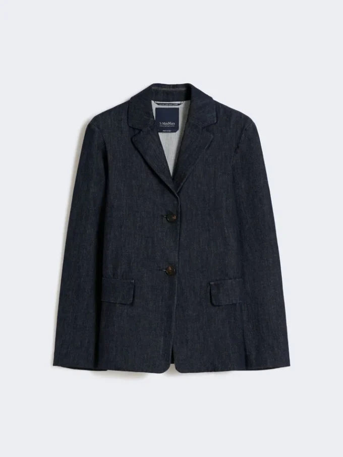 Einreihige Stretch-Jeansjacke, ultramarinblau