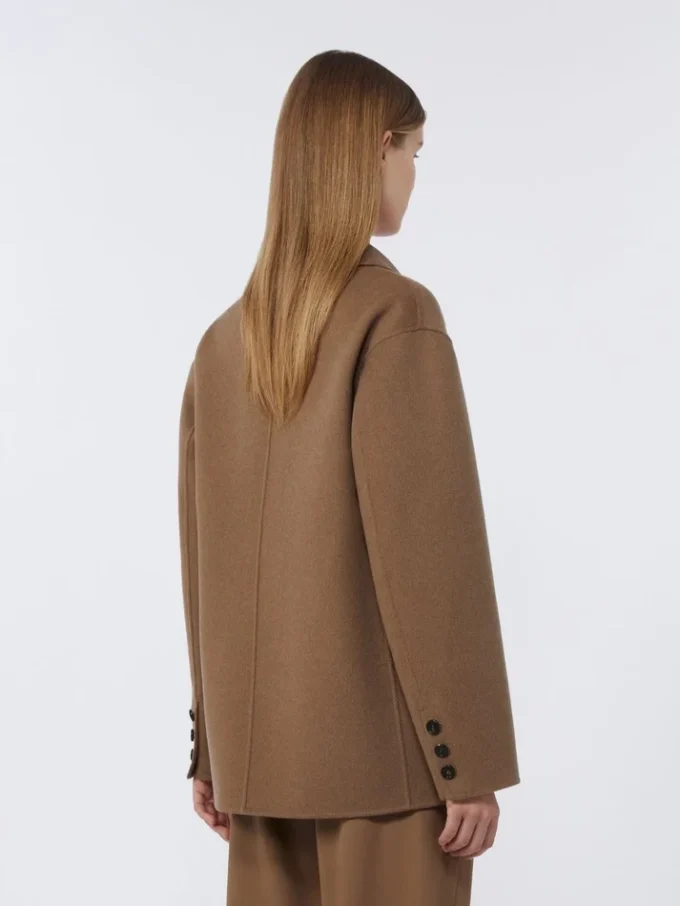 Einreihige Wolle-Jacke aus doppelseitigem Stoff, kamelfarben Einreihige Wolle-Jacke aus doppelseitigem Stoff, kamelfarben