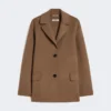 Einreihige Wolle-Jacke aus doppelseitigem Stoff, kamelfarben Einreihige Wolle-Jacke aus doppelseitigem Stoff, kamelfarben