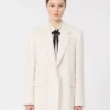 Einreihiger Blazer aus Cady, beige Einreihiger Blazer aus Cady, beige