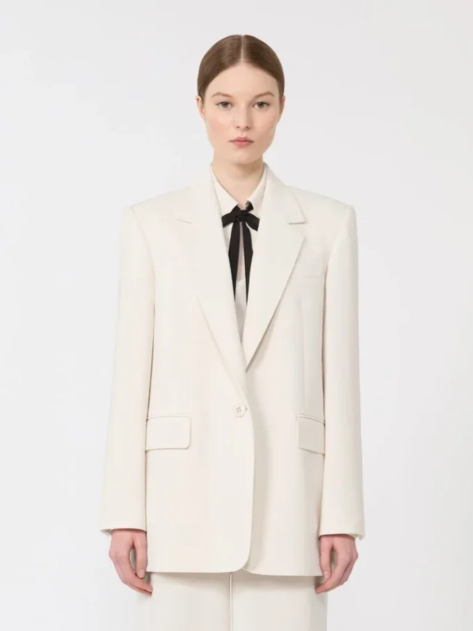 Einreihiger Blazer aus Cady, beige Einreihiger Blazer aus Cady, beige