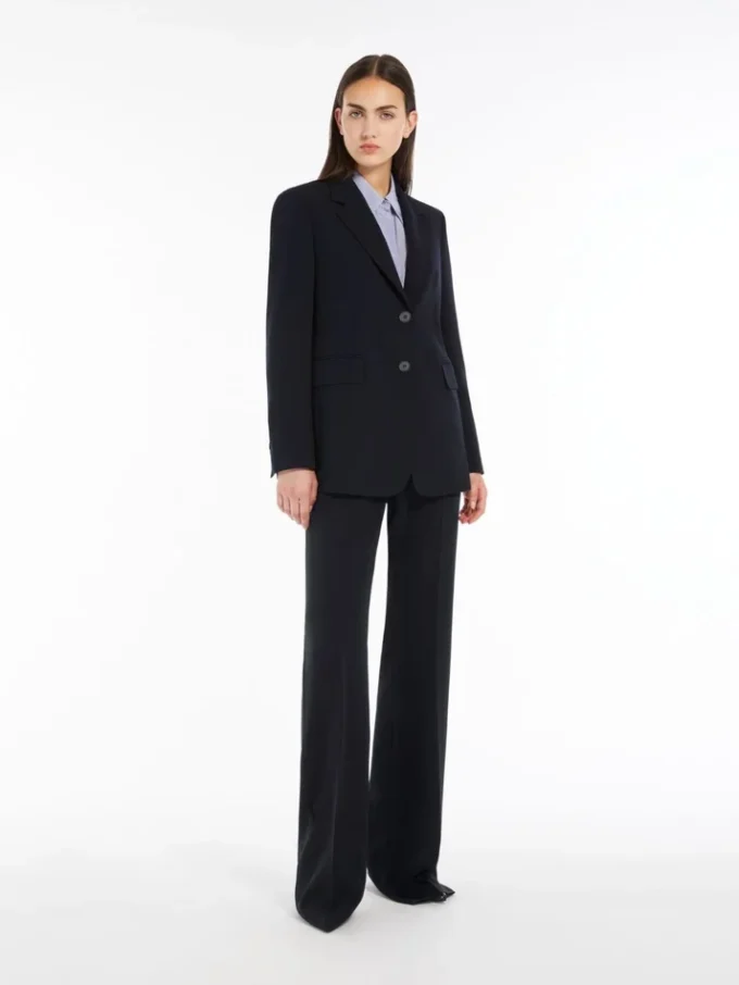 Einreihiger Blazer aus Cady, marineblau