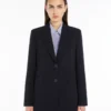 Einreihiger Blazer aus Cady, marineblau