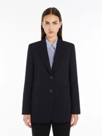 Einreihiger Blazer aus Cady, marineblau Einreihiger Blazer aus Cady, marineblau