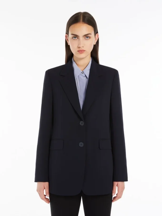 Einreihiger Blazer aus Cady, marineblau