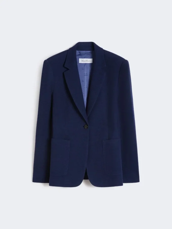 Einreihiger Blazer aus Piqua-Jersey, China-Blau Einreihiger Blazer aus Piqua-Jersey, China-Blau