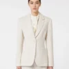 Einreihiger Blazer aus Piqua-Jersey, elfenbeinfarben Einreihiger Blazer aus Piqua-Jersey, elfenbeinfarben