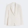 Einreihiger Blazer aus Piqua-Jersey, elfenbeinfarben Einreihiger Blazer aus Piqua-Jersey, elfenbeinfarben