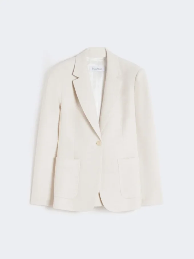 Einreihiger Blazer aus Piqua-Jersey, elfenbeinfarben Einreihiger Blazer aus Piqua-Jersey, elfenbeinfarben