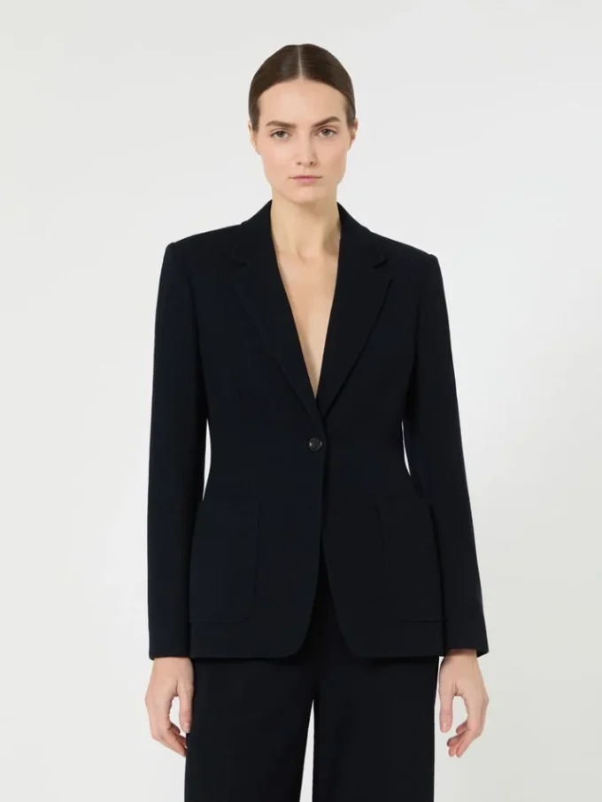 Einreihiger Blazer aus Piqua-Jersey, ultramarinblau Einreihiger Blazer aus Piqua-Jersey, ultramarinblau
