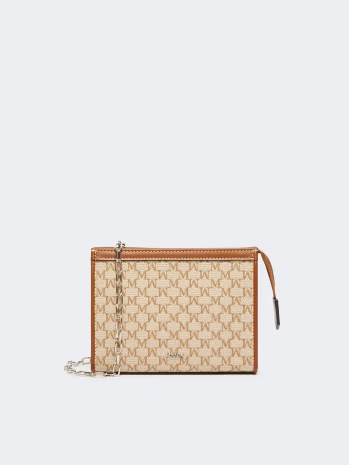 Extra kleine Tasche aus Baumwolljacquard, haselnussbraun