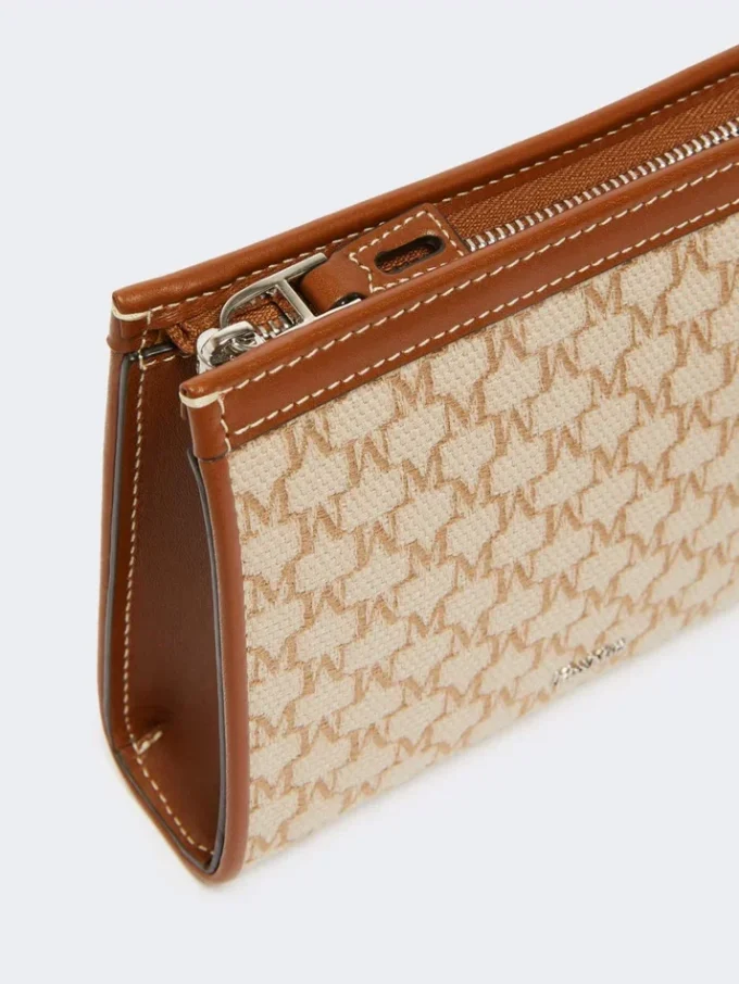 Extra kleine Tasche aus Baumwolljacquard, haselnussbraun