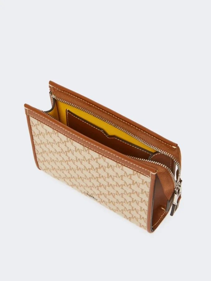 Extra kleine Tasche aus Baumwolljacquard, haselnussbraun