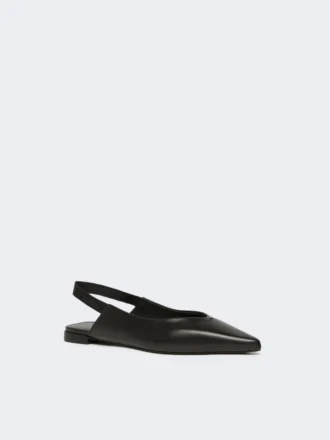 Flache Slingbacks aus Nappaleder, schwarz