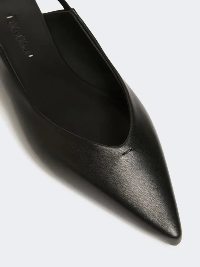 Flache Slingbacks aus Nappaleder, schwarz Flache Slingbacks aus Nappaleder, schwarz