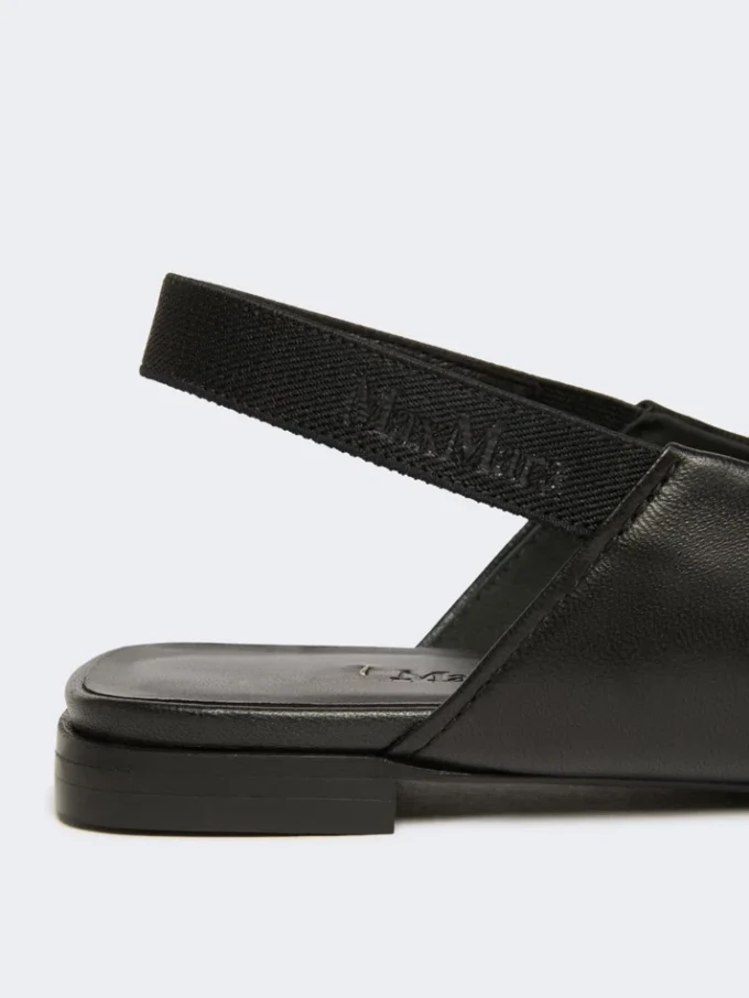 Flache Slingbacks aus Nappaleder, schwarz Flache Slingbacks aus Nappaleder, schwarz