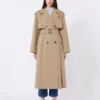 Fließender Trenchcoat aus Baumwolle und Nylon, haselnussbraun Fließender Trenchcoat aus Baumwolle und Nylon, haselnussbraun