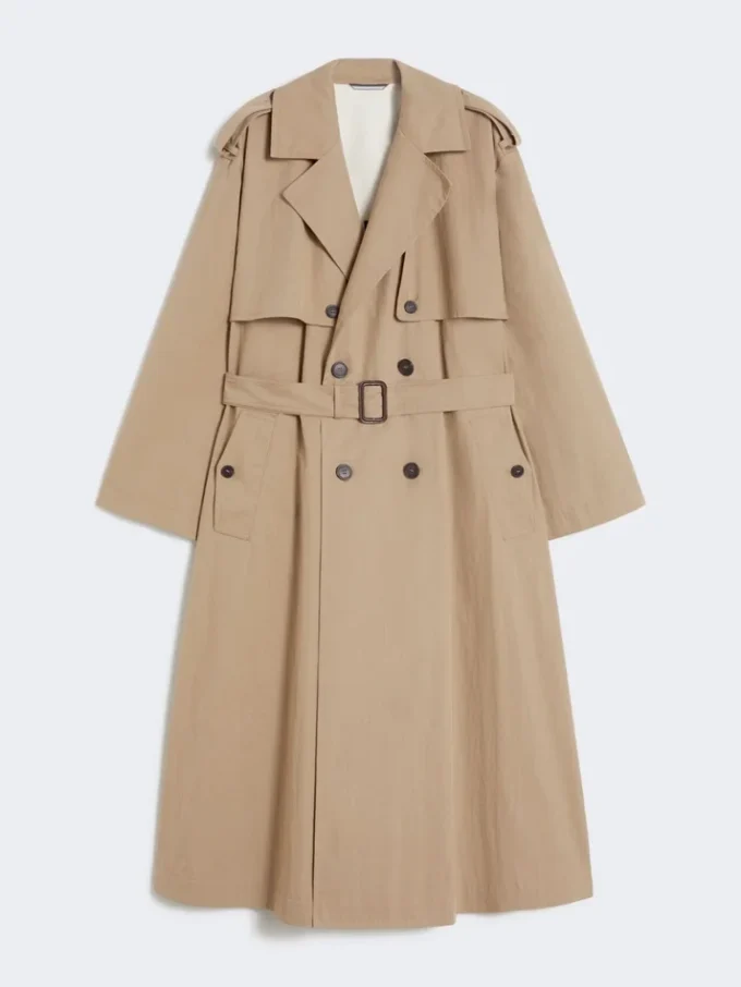 Fließender Trenchcoat aus Baumwolle und Nylon, haselnussbraun Fließender Trenchcoat aus Baumwolle und Nylon, haselnussbraun