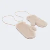 Fäustlinge aus Alpaka und Teddy-Wollstoff, beige Fäustlinge aus Alpaka und Teddy-Wollstoff, beige
