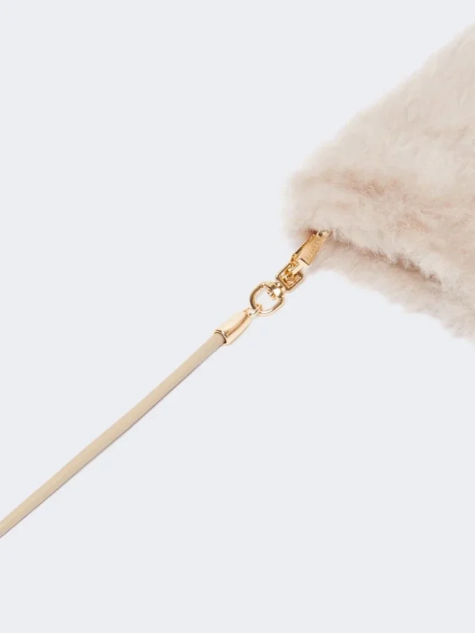 Fäustlinge aus Alpaka und Teddy-Wollstoff, beige Fäustlinge aus Alpaka und Teddy-Wollstoff, beige