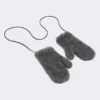Fäustlinge aus Wolle und Alpaka-Teddy-Stoff, mittelgrau