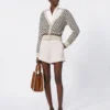Gemusterte Strickjacke aus Wolle und Kaschmir, beige Gemusterte Strickjacke aus Wolle und Kaschmir, beige