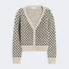 Gemusterte Strickjacke aus Wolle und Kaschmir, beige Gemusterte Strickjacke aus Wolle und Kaschmir, beige