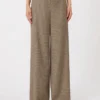 Gemusterte Wollhose mit weitem Bein, karamellfarben