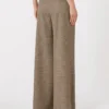 Gemusterte Wollhose mit weitem Bein, karamellfarben