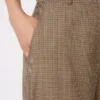 Gemusterte Wollhose mit weitem Bein, karamellfarben
