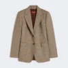 Gemusterter Blazer aus Wolltwill, karamellfarben