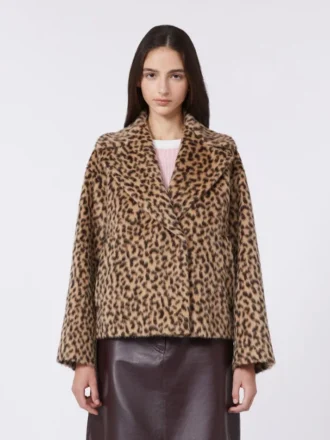 Gemusterter Peacoat aus Wollmischung, kamelfarben