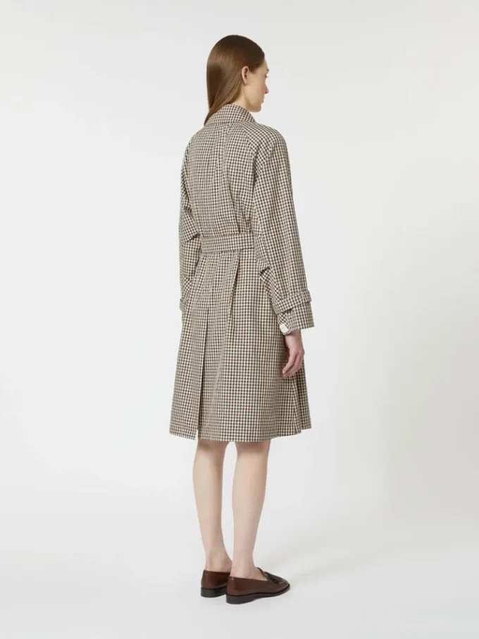 Gemusterter, wasserabweisender Trenchcoat aus Twill, kaffeefarben Gemusterter, wasserabweisender Trenchcoat aus Twill, kaffeefarben