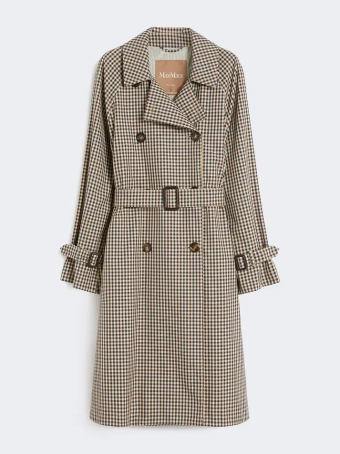 Gemusterter, wasserabweisender Trenchcoat aus Twill, kaffeefarben Gemusterter, wasserabweisender Trenchcoat aus Twill, kaffeefarben