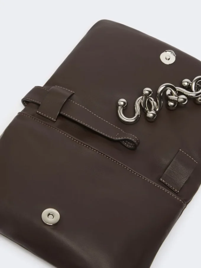 Gepolsterte Mini-Soffy-Tasche aus Nappaleder, kakao Gepolsterte Mini-Soffy-Tasche aus Nappaleder, kakao