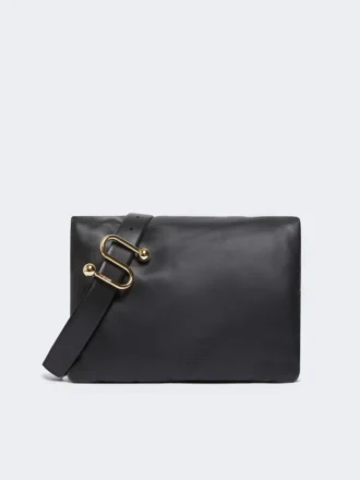 Gepolsterte Soffy-Tasche aus Nappaleder, schwarz