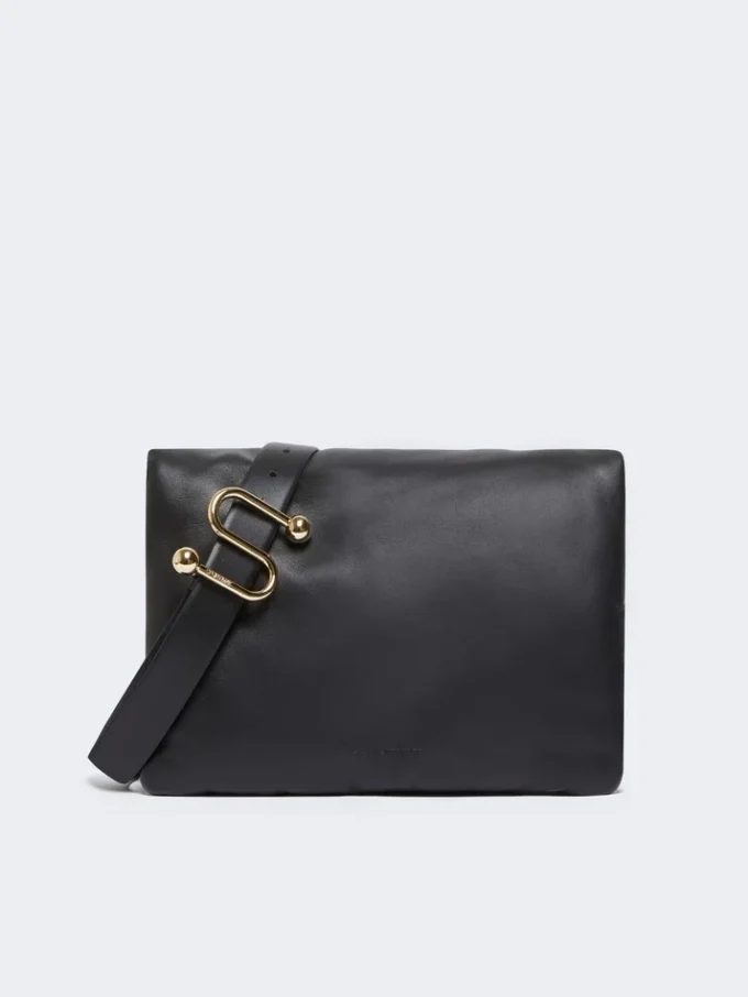 Gepolsterte Soffy-Tasche aus Nappaleder, schwarz Gepolsterte Soffy-Tasche aus Nappaleder, schwarz