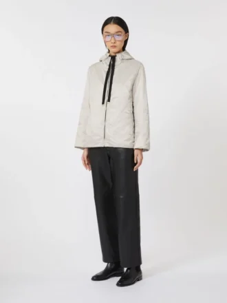 Gepolsterte, wasserabweisende Canvas-Kapuzenjacke, beige