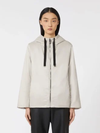 Gepolsterte, wasserabweisende Canvas-Kapuzenjacke, beige