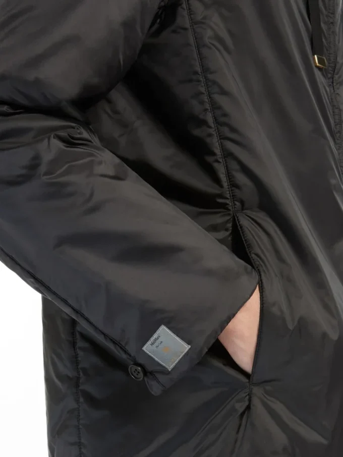 Gepolsterte, wasserabweisende Kapuzenjacke, schwarz