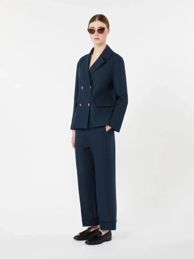 Gerade geschnittene Hose aus Leinen im Korbgeflecht-Look, mitternachtsblau Gerade geschnittene Hose aus Leinen im Korbgeflecht-Look, mitternachtsblau