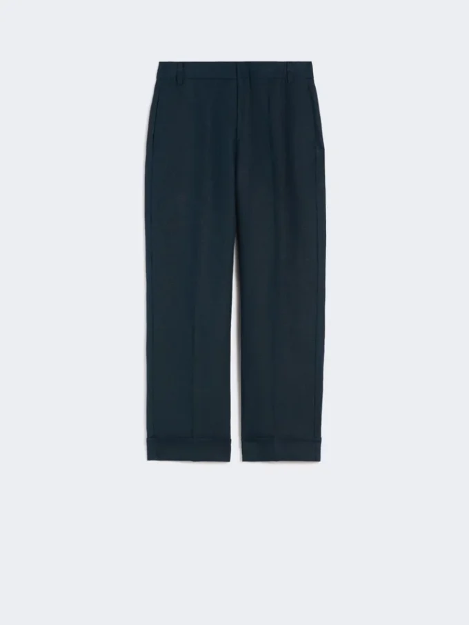 Gerade geschnittene Hose aus Leinen im Korbgeflecht-Look, mitternachtsblau Gerade geschnittene Hose aus Leinen im Korbgeflecht-Look, mitternachtsblau