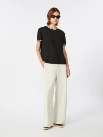 Gerade geschnittene Hose aus Scuba-Jersey, beige Gerade geschnittene Hose aus Scuba-Jersey, beige