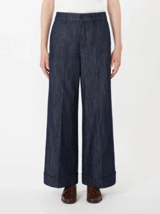Gerade geschnittene Jeanshose aus Baumwolle und Leinen, mitternachtsblau Gerade geschnittene Jeanshose aus Baumwolle und Leinen, mitternachtsblau