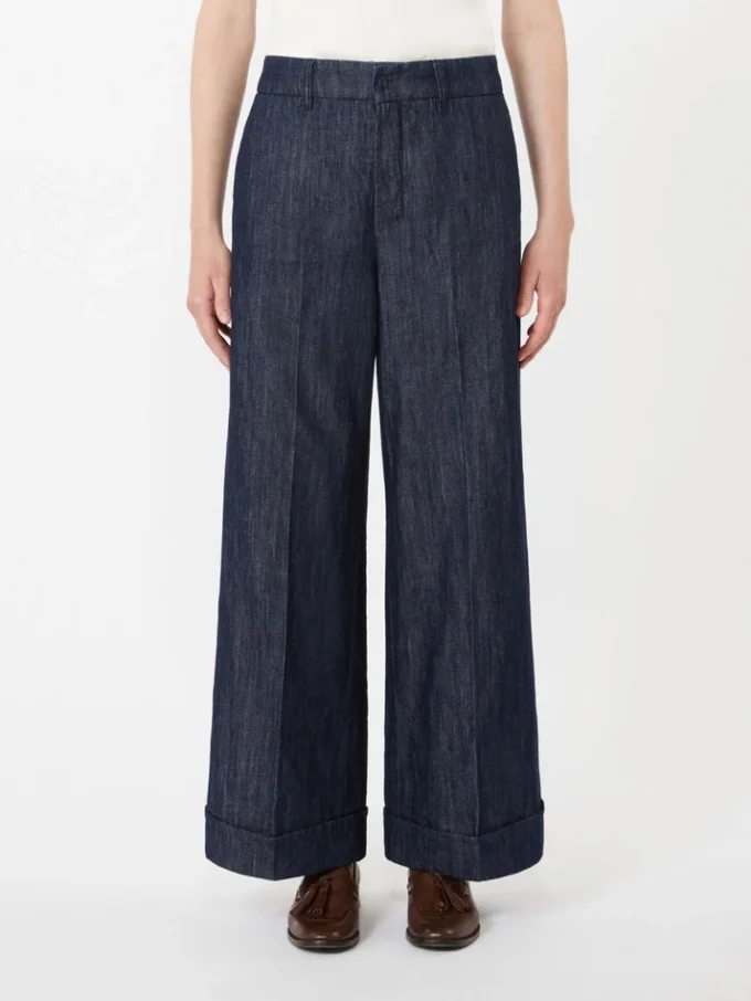 Gerade geschnittene Jeanshose aus Baumwolle und Leinen, mitternachtsblau Gerade geschnittene Jeanshose aus Baumwolle und Leinen, mitternachtsblau