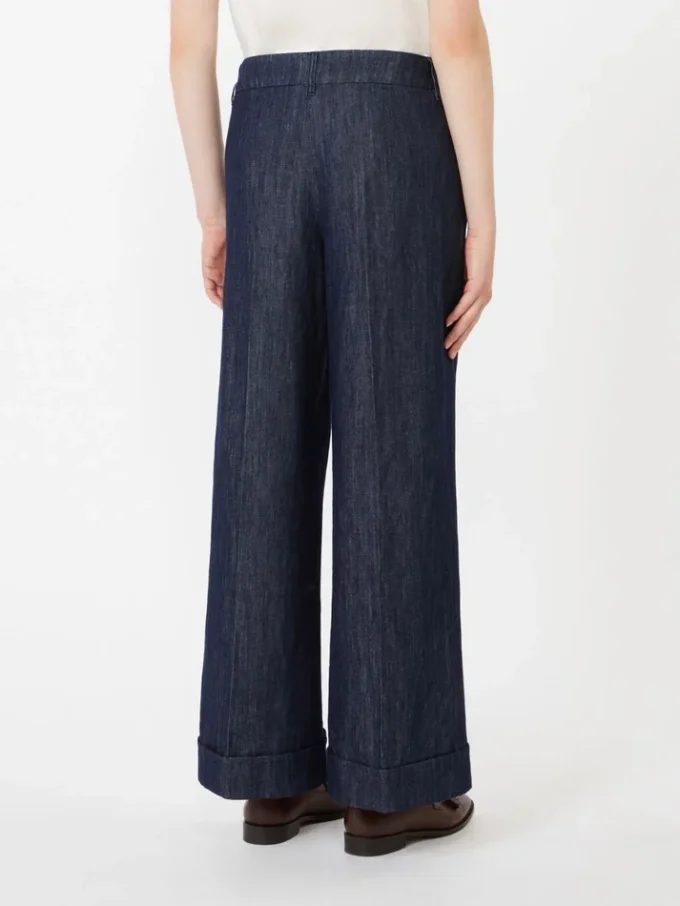 Gerade geschnittene Jeanshose aus Baumwolle und Leinen, mitternachtsblau Gerade geschnittene Jeanshose aus Baumwolle und Leinen, mitternachtsblau