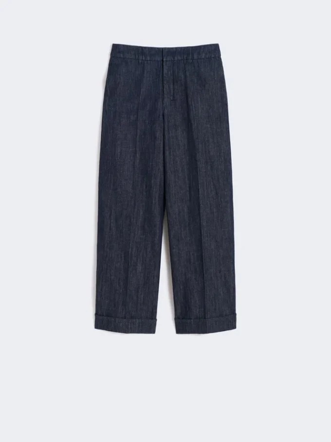 Gerade geschnittene Jeanshose aus Baumwolle und Leinen, mitternachtsblau Gerade geschnittene Jeanshose aus Baumwolle und Leinen, mitternachtsblau