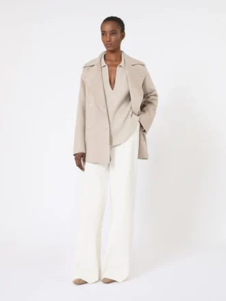 Gerippter Kaschmirpullover, beige