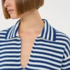 Gerippter Kaschmirpullover, weiß-blau Gerippter Kaschmirpullover, weiß-blau
