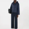 Gesteppte Kapuzenjacke aus wasserabweisendem Canvas, marineblau